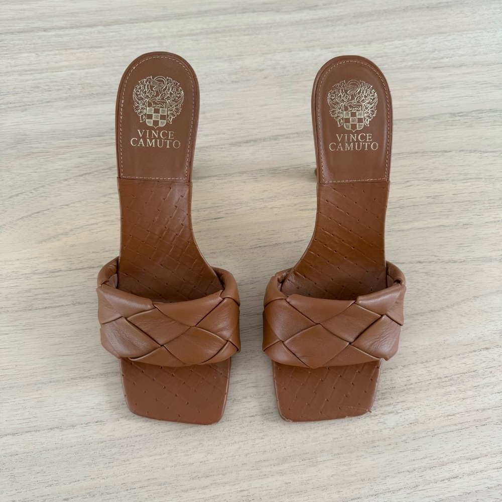 Vince Camuto Women's Footwear Brelanie Woven Strap Dress Mule Heeled Sandal 8.5